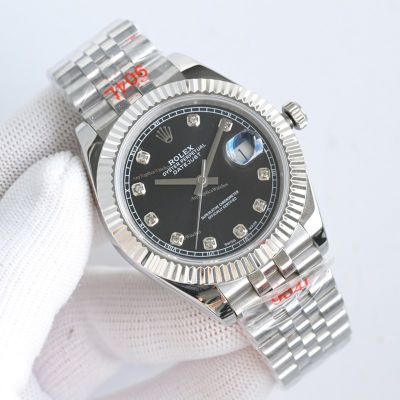 Clean Factory Rolex Datejust 3135  Black Face Watch 41mm 